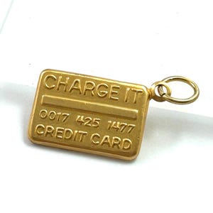 Credit Card Charm Necklace Pendant Dainty Jewelry For Women Gift For Friend Brass Metal Stamping Charm For Bracelet Gift For Fashionista image 2