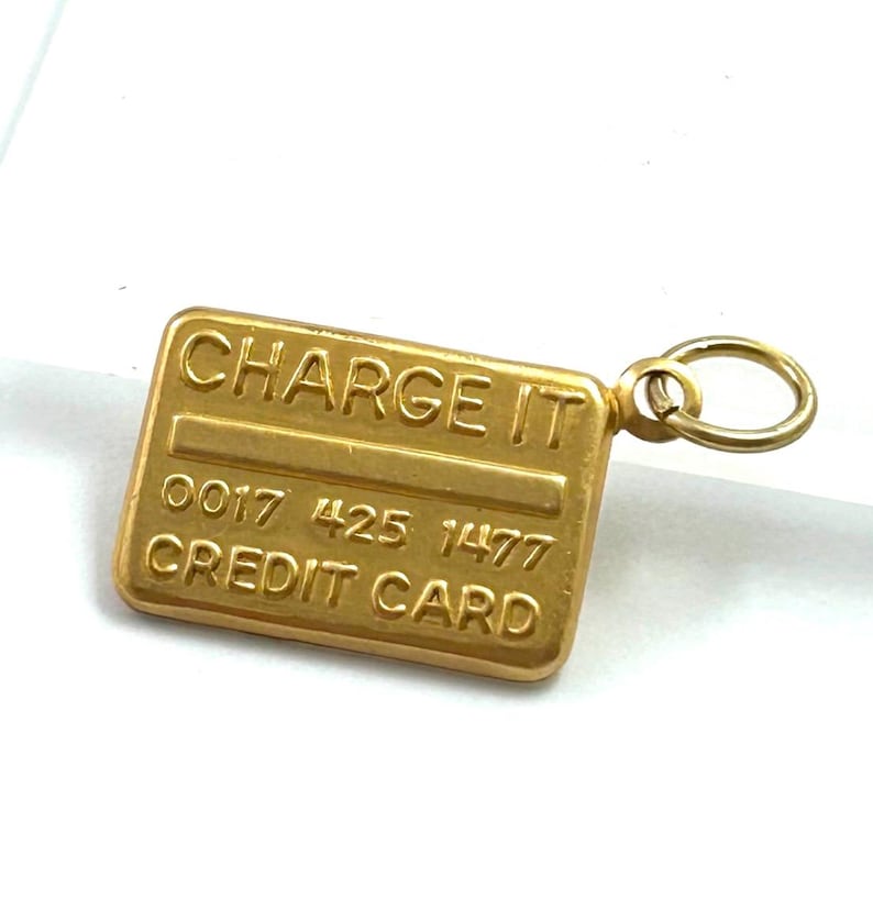 Credit Card Charm Necklace Pendant Dainty Jewelry For Women Gift For Friend Brass Metal Stamping Charm For Bracelet Gift For Fashionista image 2