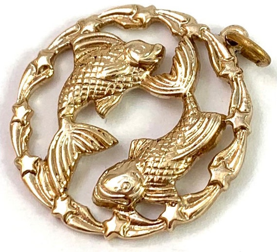 Large Rare Vintage Pisces Necklace, Boho Zodiac Charm, Cool