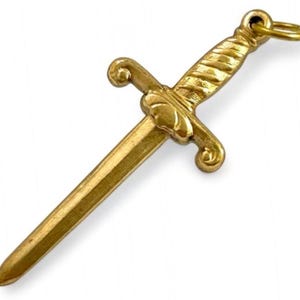 Vintage Charm Tiny Sword Necklace Pendant Brass Vintage Jewelry For Women Sword Charm Dainty Pendant Gifts For Her Gift For Women Empowering bild 9