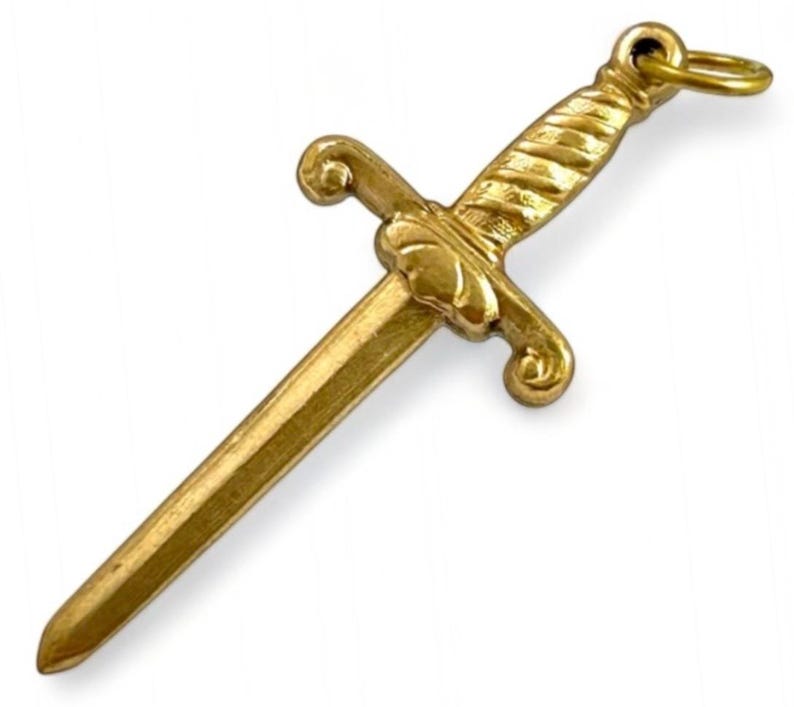 Vintage Charm Tiny Sword Necklace Pendant Brass Vintage Jewelry For Women Sword Charm Dainty Pendant Gifts For Her Gift For Women Empowering bild 9