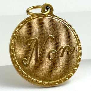 Vintage charm, no charm, vintage no charm, French non charm, non, non charm, Vintage brass charm, vintage pendant image 6