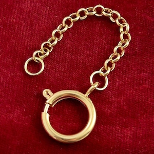 Charm Holder Necklace Pendant Gold Tone Metal Rolo Chain Connector Necklace Extender Large Spring Ring Clasp Clip Unique  Dainty Pendant