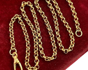 Charm Holder Necklace Dog Fob Swivel Clip Front Clasp Victorian Pocket Watch Chain Style Necklace Gold Tone Metal Rolo Chain Dainty Chain