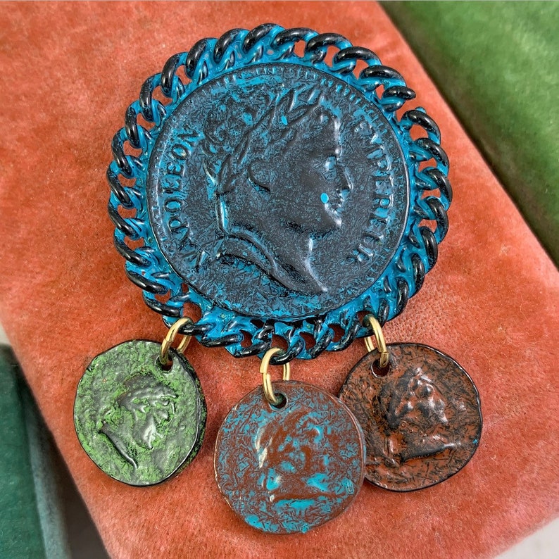 Coin Jewelry Vintage Brooch Vintage Enamel Jewelry French Coins Vintage Jewelry Medallion Jewelry Napoleon