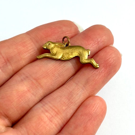 CLEARANCE Rabbit Charm, Running Rabbit Charm, Bra… - image 4