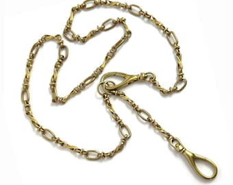 Charm Holder Necklace, Charm Holder, Victorian Style Necklace, Fancy Brass Chain,  Brass Swivel Clip Clasps, Pocket Watch Chain Necklace