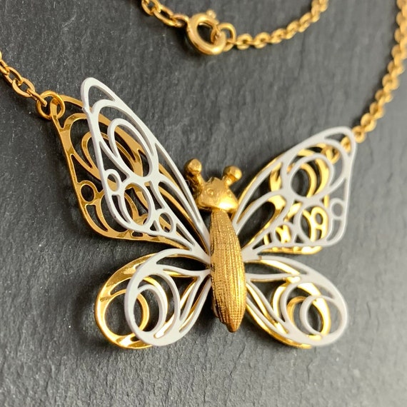 Butterfly Necklace, Vintage Butterfly Jewelry, Vi… - image 5