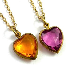 Vintage Heart Necklace For Women Vintage Heart Charm Gift For Her Vintage Jewelry Pendant Dainty Necklace Jewelry Pendant On Chain Bezel Set