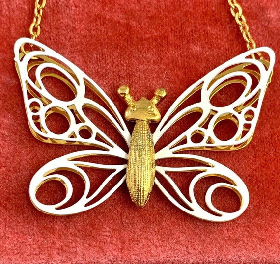 Butterfly Necklace, Vintage Butterfly Jewelry, Vi… - image 1