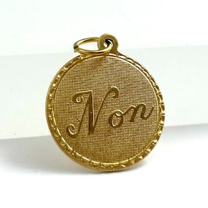 Vintage charm, no charm, vintage no charm, French non charm, non, non charm, Vintage brass charm, vintage pendant image 8