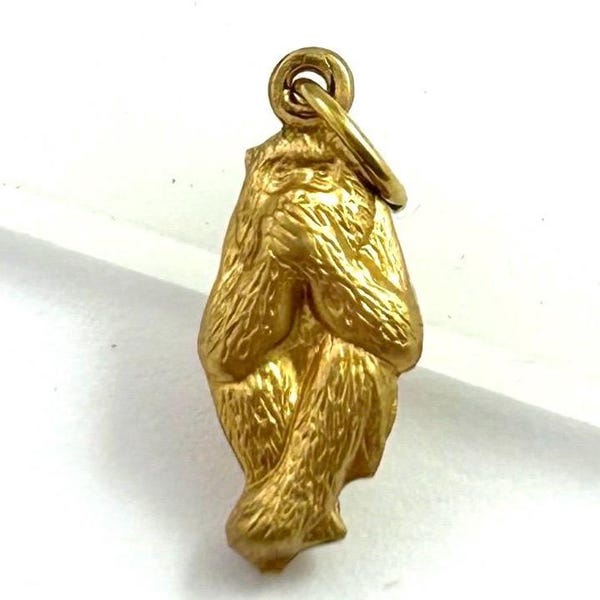 Vintage Charm, Speak No Evil Monkey Charm, Vintage Jewelry, Vintage Necklace Pendant, Three Wise Monkeys, Brass Charm