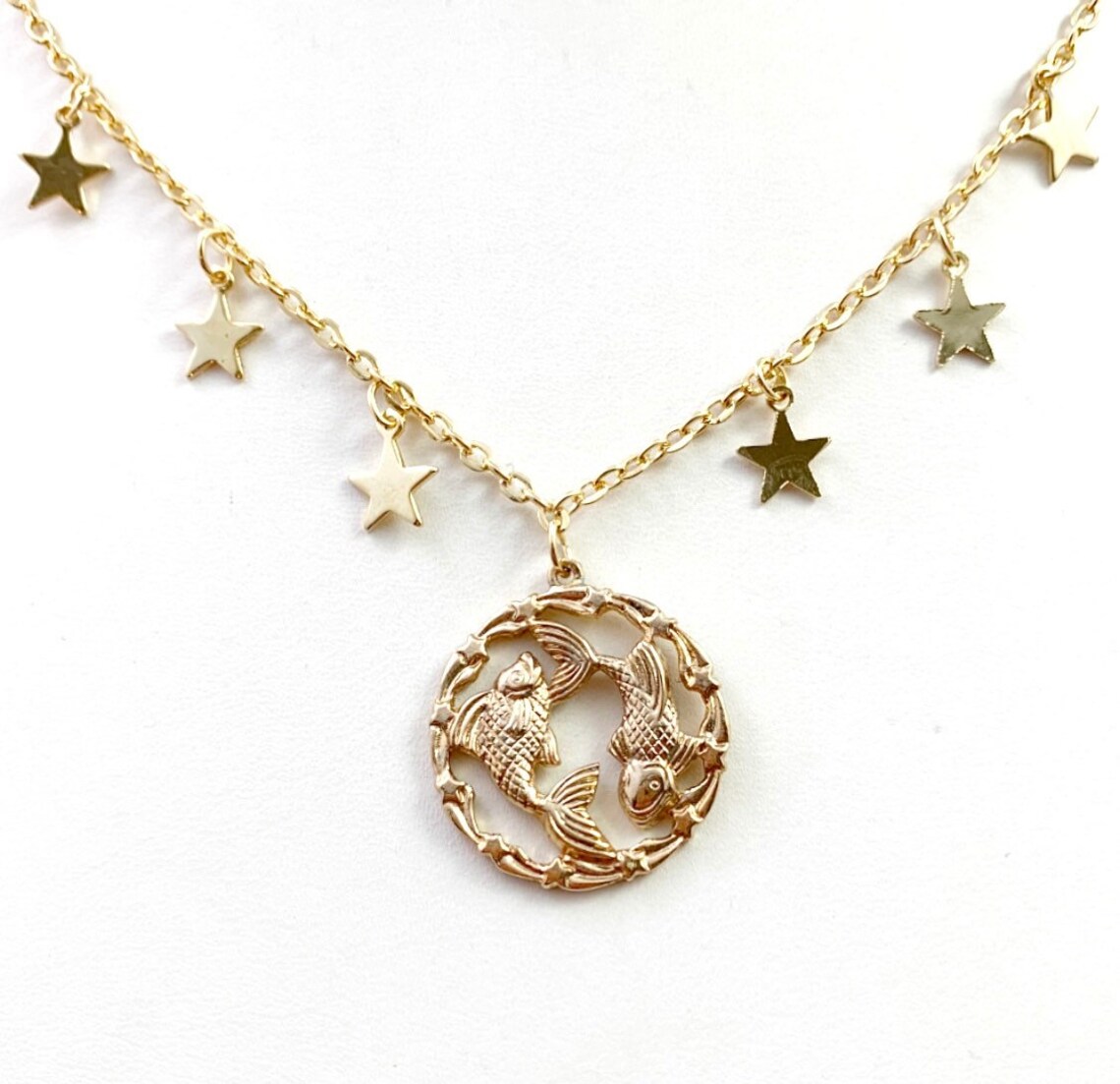 Pisces Necklace Pisces Jewelry Pisces Charm Necklace Gold Etsy