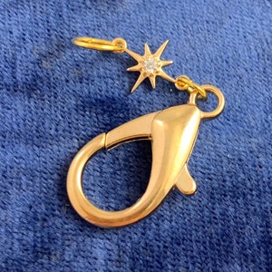 Charm Holder Pendant, Charm Holder Gold, Cubic Zirconia Star, Necklace Pendant, Gold Tone Metal, Lobster Claw Clasp