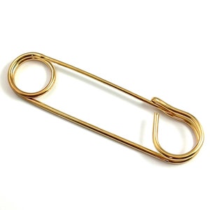 Safety Pin Brooch Vintage Pins Large Safety Pin Blanket Pin Cloak Pin Vintage Jewelry Gold Tone Metal Statement Jewelry Pins image 3