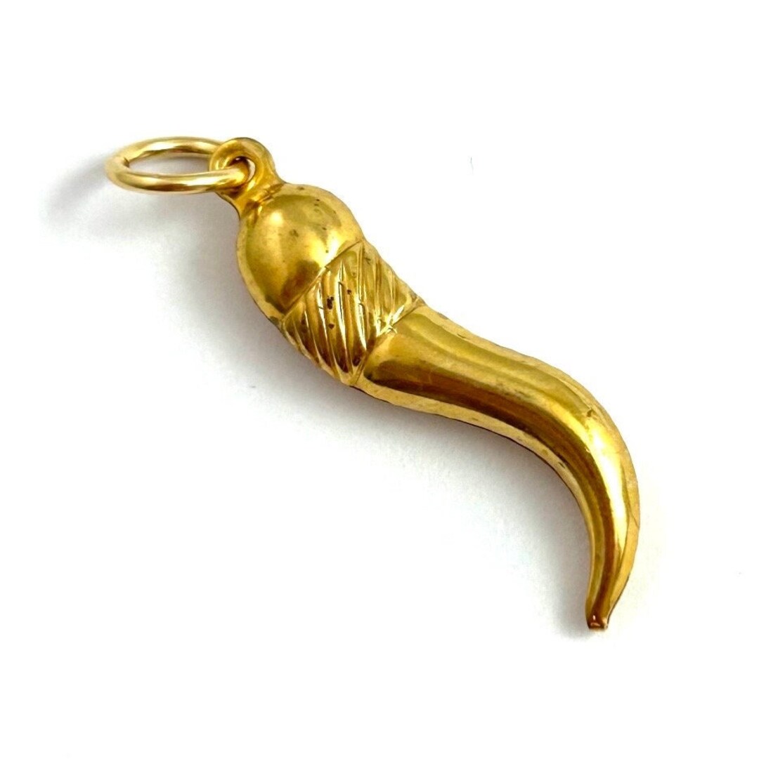 Vintage Italian Horn Charm Cornicello Jewelry Pendant Symbolic Good Luck Protection Vintage