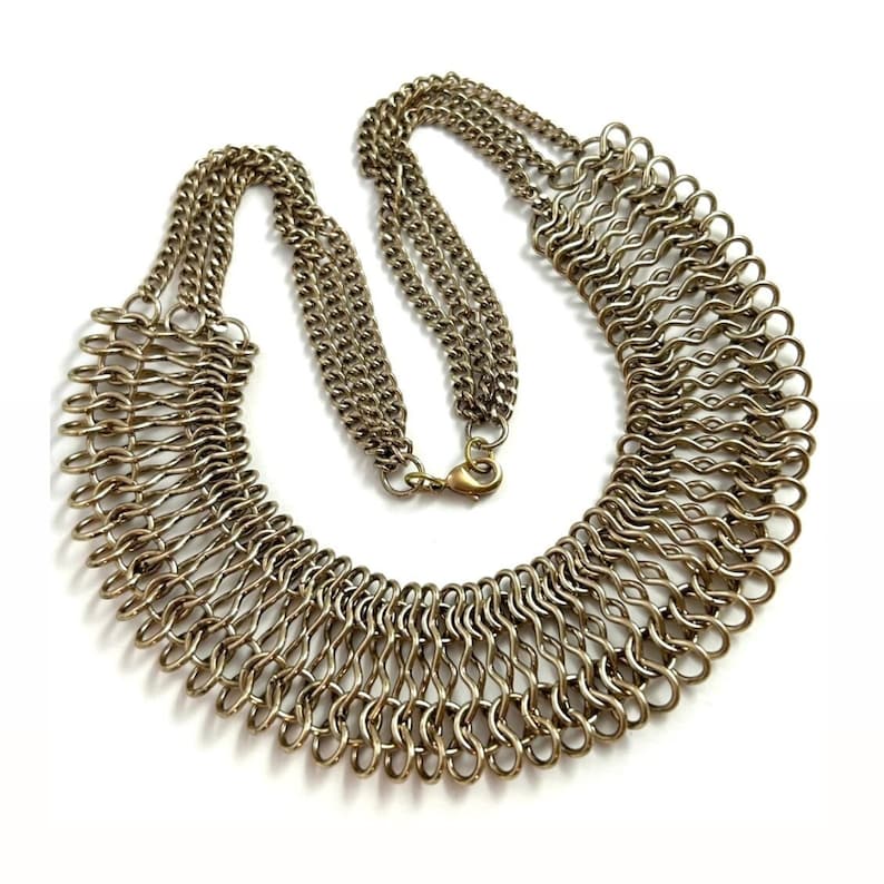 Vintage Jewelry Vintage Necklace Statement Necklace Bib Necklace Bold Jewelry For Women Chain Link Necklace Gifts For Her Bold Jewelry