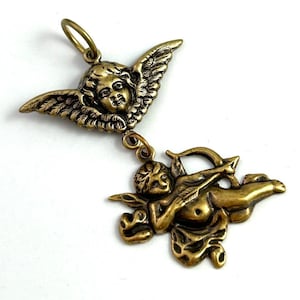 Necklace Pendant, Angel Pendant, Angel Charm, necklace pendant, cherub pendant, Necklace Pendant, Brass Metal stamping charms