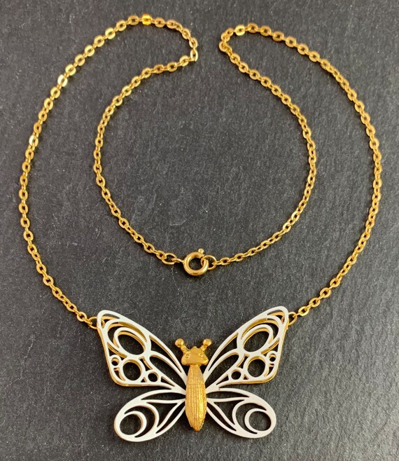 Butterfly Necklace, Vintage Butterfly Jewelry, Vi… - image 3