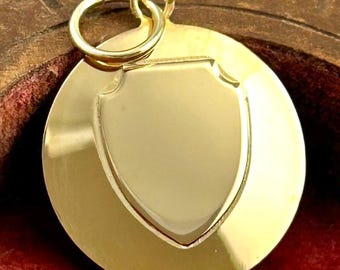 Vintage Charm Vintage Fob Style Pendant For Women Vintage Jewelry Gold Tone Metal Victorian Revival Jewelry Round Shield Charm Gift For Her