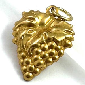 Vintage Grape Cluster Charm Necklace Pendant For Women Fruit Jewelry Gift For Her Wine Lover Gift For Vintner Winegrower Brass Stamping