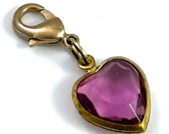 Charm de corazón vintage con clip, pequeño corazón con broche, colgante de dije de latón vintage, joyería vintage, delicado collar con colgante, regalo para ella, amor