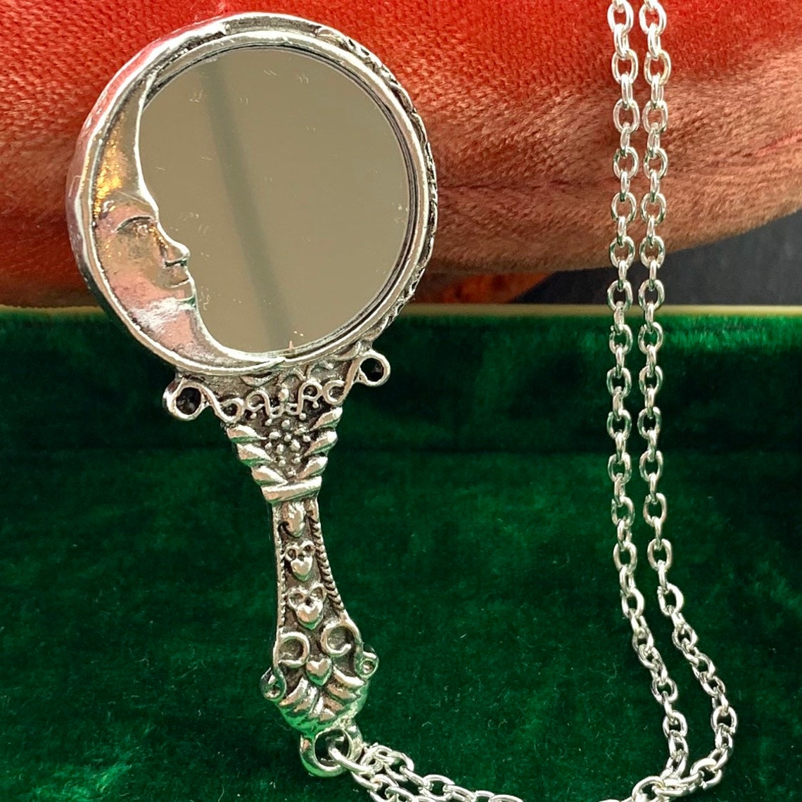 Mirror Necklace Pendant Victorian Style Necklace Antique Etsy