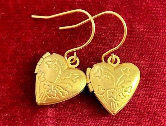 Heart Earrings, Heart Locket Earrings, Heart Earrings
