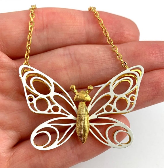 Butterfly Necklace, Vintage Butterfly Jewelry, Vi… - image 2