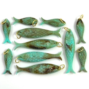 Fish Charm Necklace Pendant Blue Brown Color Vintage Jewelry Pendants For Women Fish Gifts For Her Fisherman Gift Fishing Qty: 1 Pendant