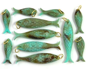 Collar con dije de pez, colgante, color azul y marrón, joyería vintage, colgantes para mujer, regalos de pescado para ella, regalo de pescador, pesca, cantidad: 1 colgante