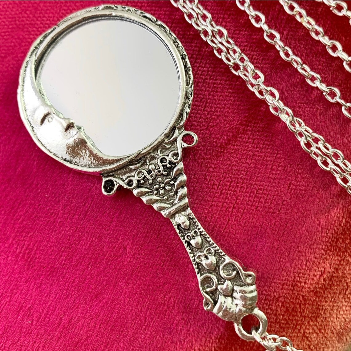 Mirror Necklace Pendant Victorian Style Necklace Antique Etsy