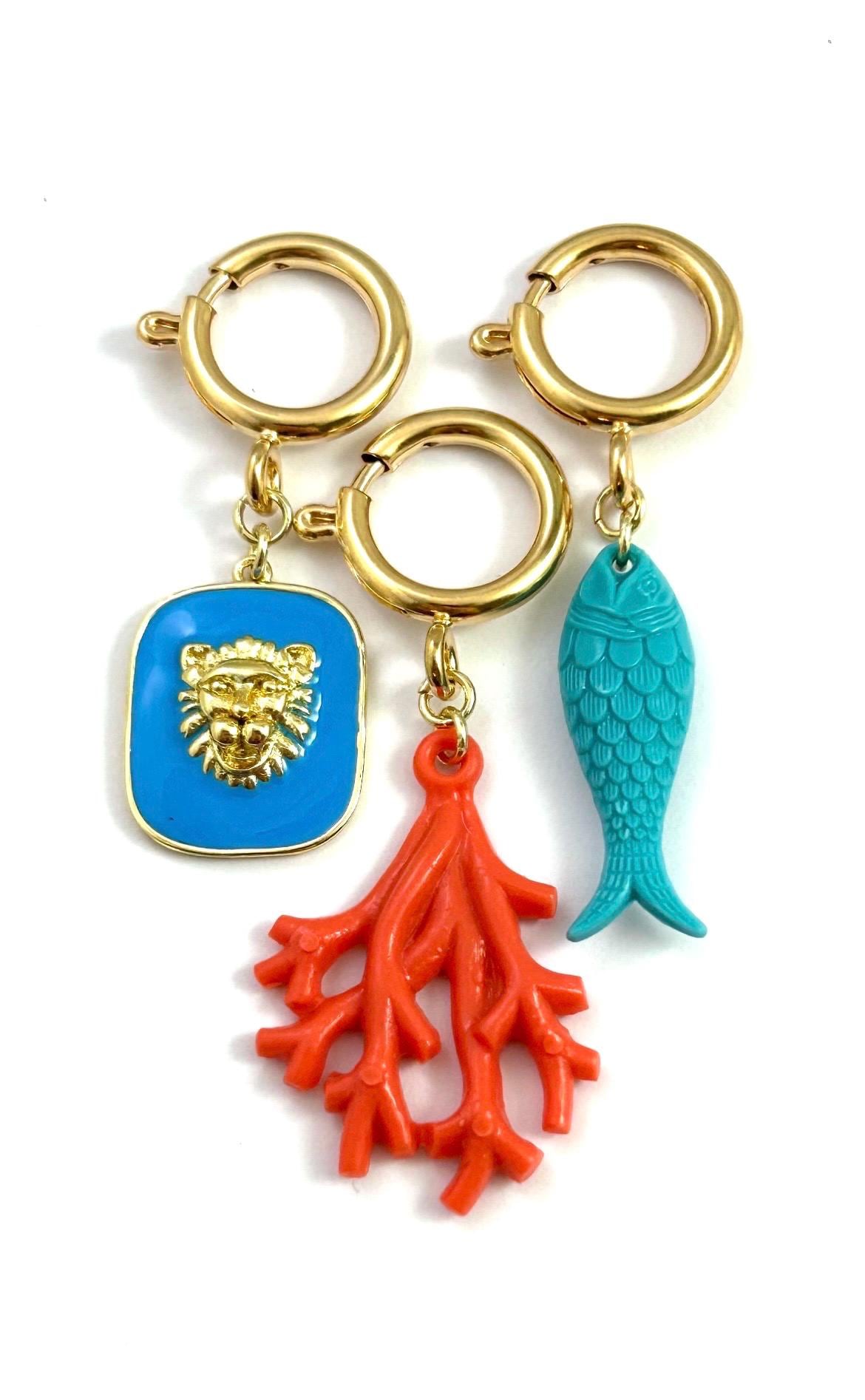 Fish Clip On Charm Nautical Jewelry Enamel Lion Clip Charms For Bracelet Fish Clip Pendant For Women Gift For Her Beach Summer Jewelry Qty:1