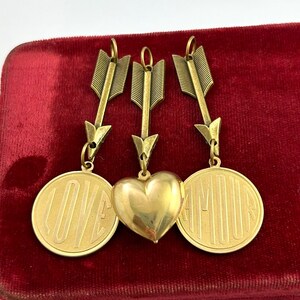 Colgante para mujer, diseño de corazón vintage de latón con forma de corazón, estilo francés, ideal para regalar en San Valentín. imagen 8