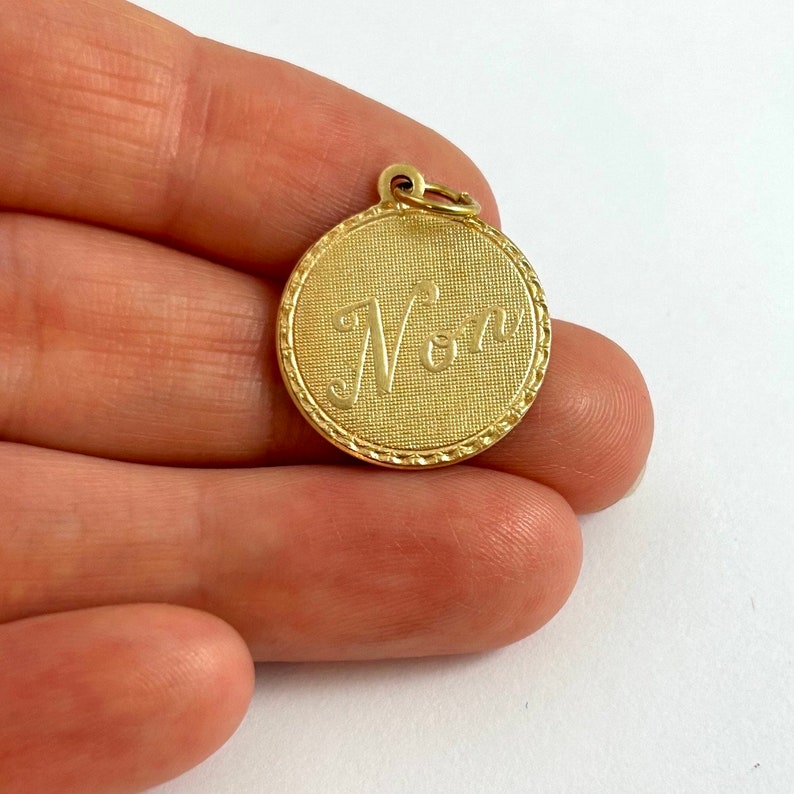 Vintage charm, no charm, vintage no charm, French non charm, non, non charm, Vintage brass charm, vintage pendant image 5