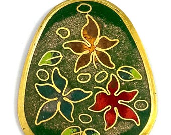 Vintage Necklace Pendant, Cloisonne Enamel Pendant, Cloisonne Jewelry, Vintage Jewelry, Flower Pendant For Women