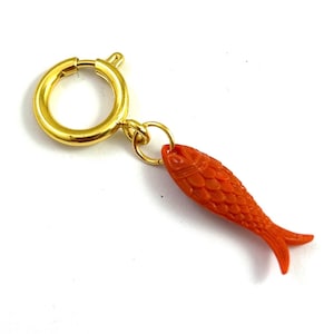 Zodiac Spring Clips Clip on Charms Astrology French Oui Yes Charm Faux Pearl Drop Fish ...