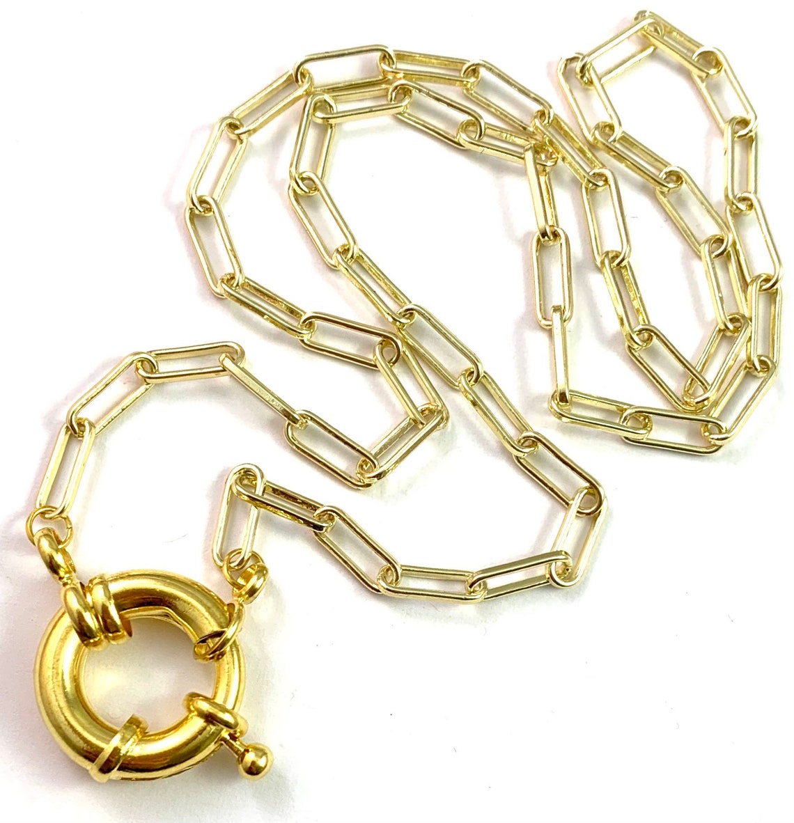 Front Clasp Necklace Sailors Clasp Necklace Paperclip Chain Etsy