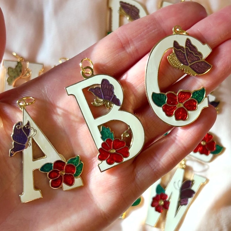 Enamel Letter Charms - Etsy