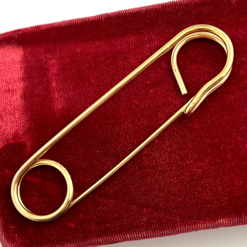 Safety Pin Brooch Vintage Pins Large Safety Pin Blanket Pin Cloak Pin Vintage Jewelry Gold Tone Metal Statement Jewelry Pins image 5