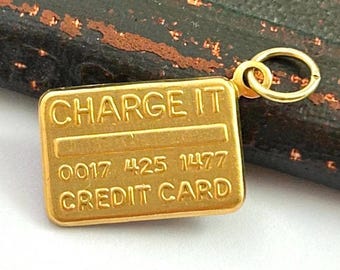 Credit Card Charm Necklace Pendant Dainty Jewelry For Women Gift For Friend Brass Metal Stamping Charm For Bracelet Gift For Fashionista