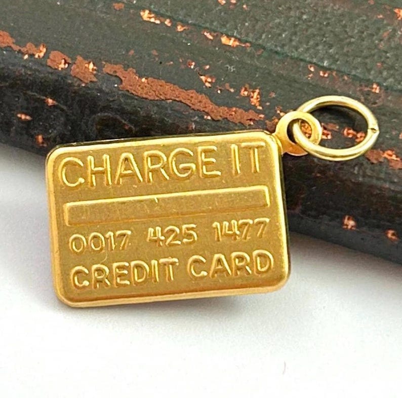 Credit Card Charm Necklace Pendant Dainty Jewelry For Women Gift For Friend Brass Metal Stamping Charm For Bracelet Gift For Fashionista|