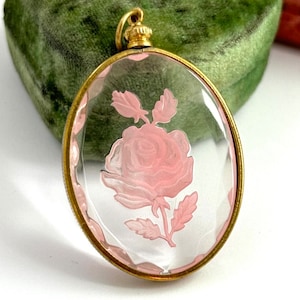 Pendant Flower Cameo Pendants For Women Pink Rose Feminine Jewelry Vintage Cameo Cabochon Bezel Set Pendant Victorian Style Jewelry image 9