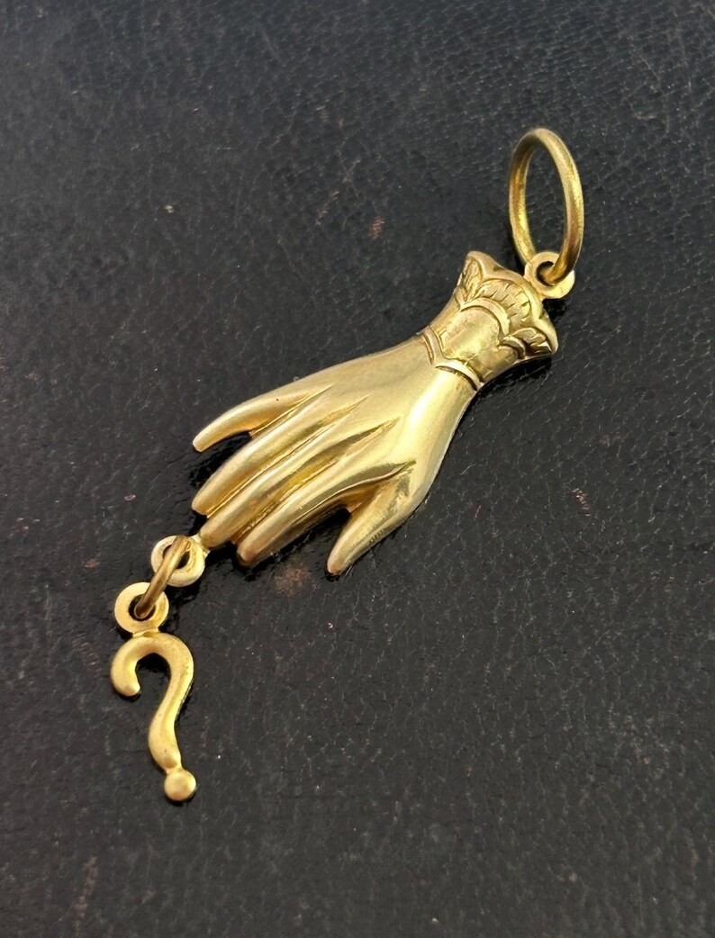 Question Pendant For Women Dangly Necklace Pendant Dainty Jewelry Brass Victorian Woman Hand Question Mark Charm Gift For Her Accessory