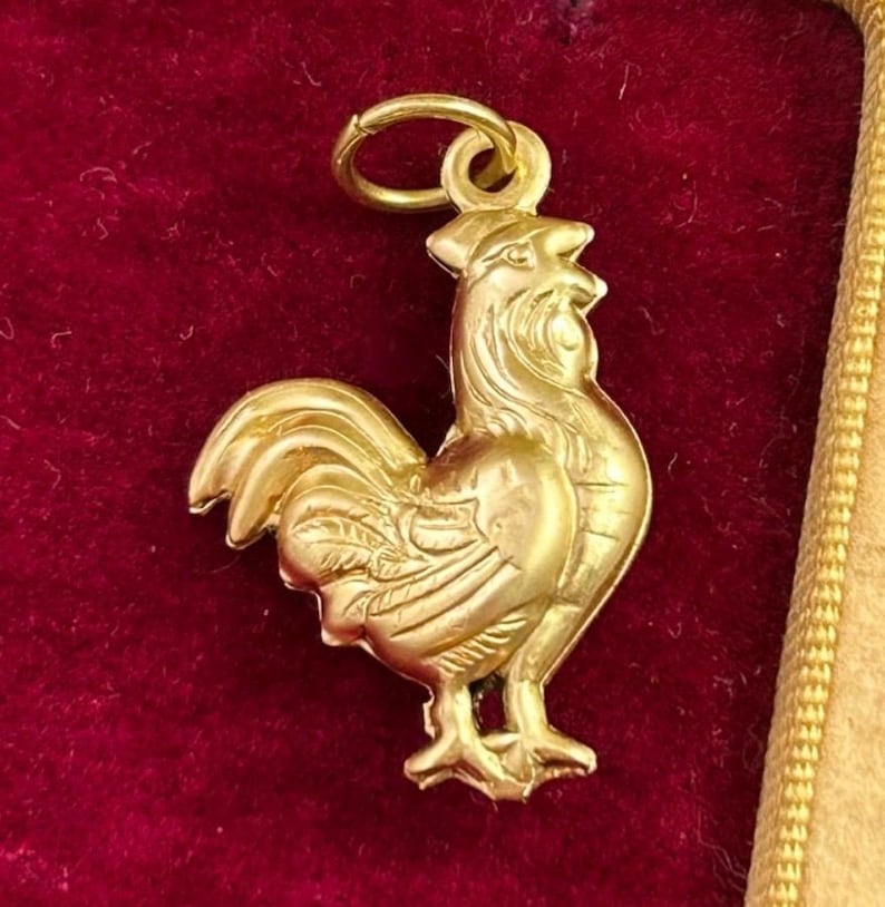 Chicken Charm Necklace Pendant Puffy Brass Charm Farm Gift For Her Chicken Hen Farmouse Gift Jewelry Charm For Bracelet Homestead Gift image 2