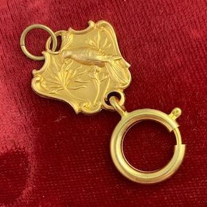 Charm Holder Pendant, Charm Holder Necklace Pendant, Charm Holder Clip, Bird Jewelry, Spring Ring Clasp, Upcycled Jewelry, Vintage Jewelry