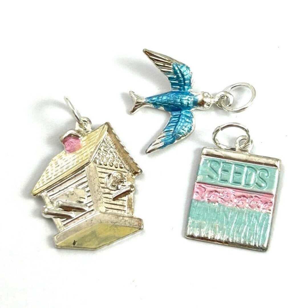 Vintage Charm Bluebird Birdhouse Seed Packet Vintage Pendants for Women
