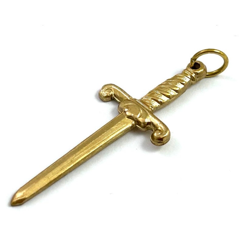 Vintage Charm Tiny Sword Necklace Pendant Brass Vintage Jewelry For Women Sword Charm Dainty Pendant Gifts For Her Gift For Women Empowering bild 8