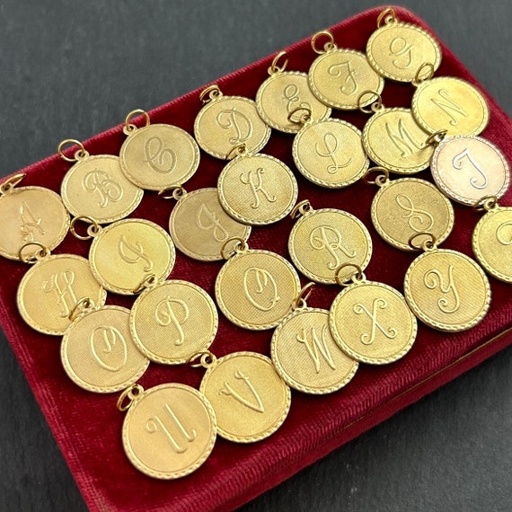 initial charm, initial letter pendant, vintage ch… - image 9