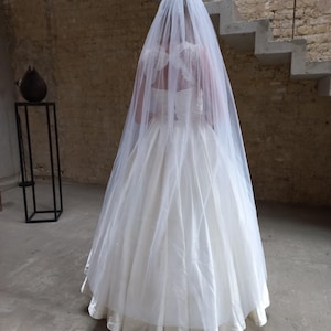 Сlassic wedding veil Simple tulle veil multi layer double bridal veil Plain tulle veil fingertip veil Sheer soft wedding veil raw edge